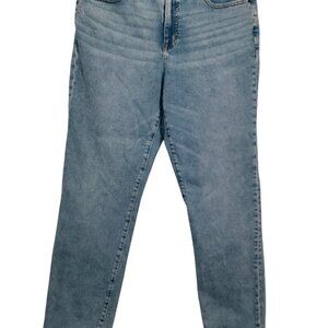 J Crew Essential Straight Leg Jeans Women 31 T Light Wash Blue Denim Frayed